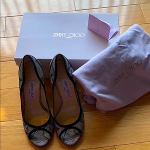 Jimmy Choo Printed Silk Nappa Black Heels